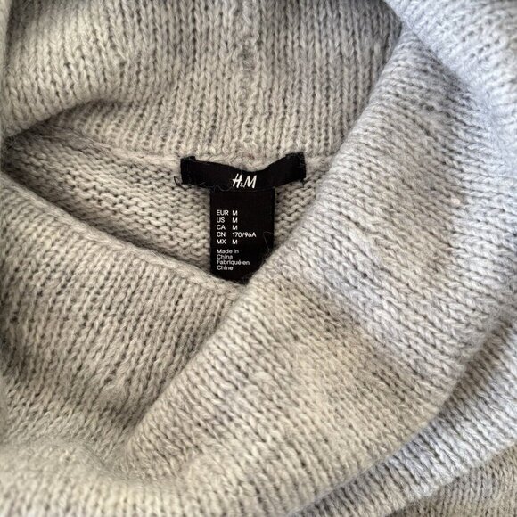 H&M Gray Pullover Sweater Lightweight Alpaca Blend Cowl Neck Slouchy Relax Fit - Picture 7 of 10